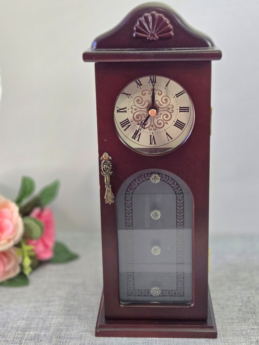 Vintage 1996 Avon Timekeeper Grandfather Clock Jewelry Box Cabinet Armoire Works